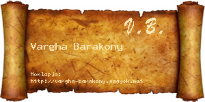 Vargha Barakony névjegykártya
